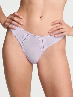 Victoria's Secret Stringi bawełniane ze wstawkami Lace-Trim Fioletowy
