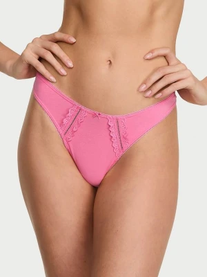 Victoria's Secret Stringi bawełniane ze wstawkami Lace-Trim Różowy