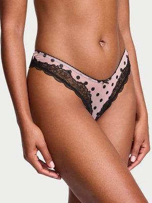 Victoria's Secret Stringi z siateczki w kropki z wysoko wyciętymi nogawkami Tease Sheer Dot
