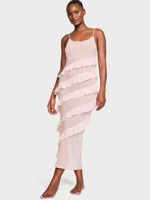 Victoria's Secret Sukienka maxi szyfonowa z falbankami Ruffled Chiffon Slip