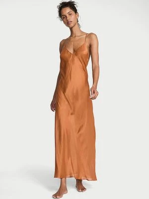 Victoria's Secret Sukienka satynowa długa prześwitująca Luxe Sheer Slip
