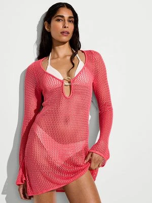 Victoria's Secret Swim Sukienka dziurkowana z wiskozy na plażę Beachwear Crochet 85Q1