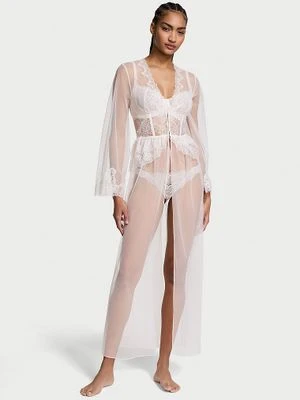 Victoria's Secret Szlafrok maxi z siateczki Rose Lace and Tulle