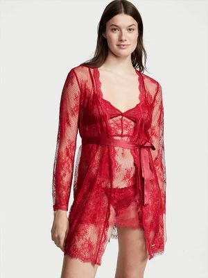 Victoria's Secret Szlafrok z siateczkowego materiału Fishnet Floral Mesh