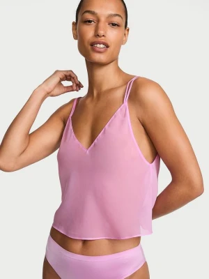 Victoria's Secret Top z szyfonu do spania Różowy