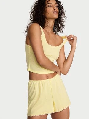 Victoria's Secret Zestaw do spania z bawełny - top i szorty Shadow Stripe