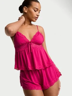 Victoria's Secret Zestaw do spania z modalu - top na ramiączkach i szorty SoSoft Różowy