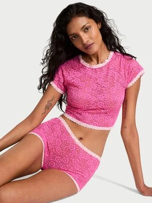 Victoria's Secret Zestaw koronkowy - crop top i szorty Tease
