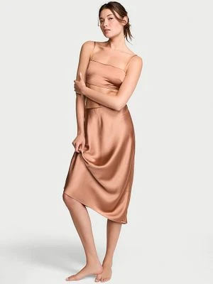 Victoria's Secret Zestaw satynowy - top na ramiączkach i spódnica midi