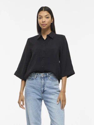 Vila Damska bluzka koszulowa - VIHula Kobiety czarny jednolity,