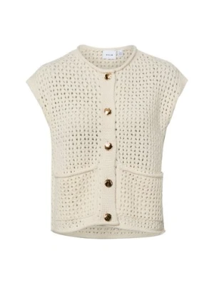 Vila Damska kamizelka z dzianiny - VIFiluca Kobiety beżowy jednolity,