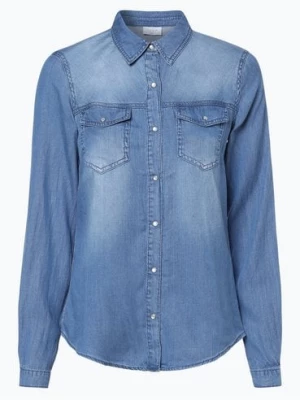 Vila Damska koszula jeansowa Kobiety Bawełna niebieski jednolity,
