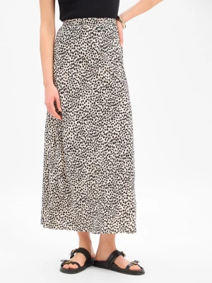Vila Damska spódnica maxi - Grace Kobiety wiskoza (100%) beżowy|czarny w kropki,