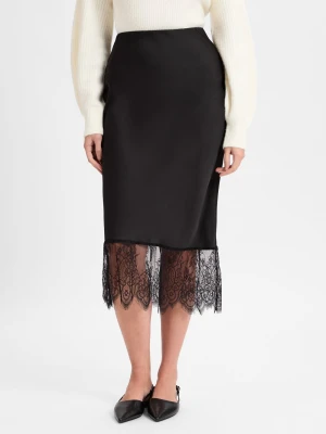Vila Damska spódnica midi - VISchasta Kobiety czarny jednolity,