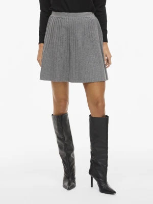 Vila Damska spódniczka mini z dzianiny - VINuria Kobiety Sztuczne włókno szary jednolity,