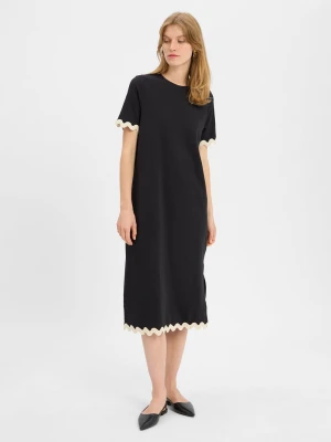 Vila Damska sukienka z dżerseju - VICalisa Kobiety Dżersej czarny jednolity,