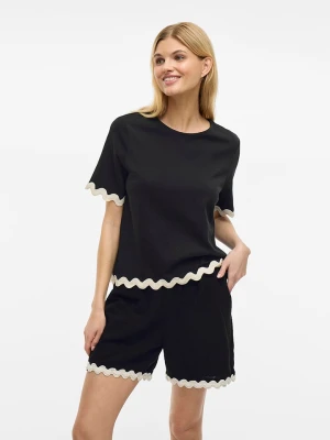 Vila Koszulka w kolorze kremowo-czarnym rozmiar: M