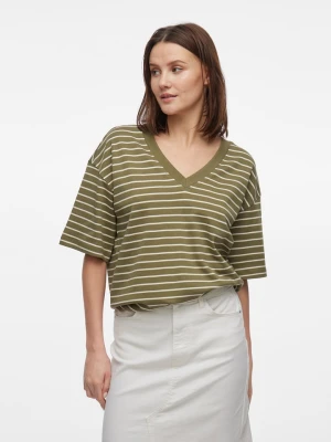 Vila Koszulka w kolorze oliwkowo-kremowym rozmiar: L