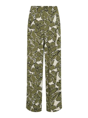 Vila Spodnie w kolorze oliwkowo-kremowym rozmiar: 36