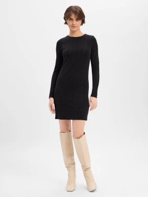 Vila Sukienka damska - VIZoa Kobiety Sztuczne włókno czarny wypukły wzór tkaniny,