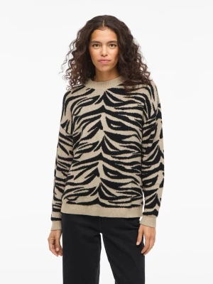 Vila Sweter "Vifema" w kolorze beżowo-czarnym rozmiar: XS
