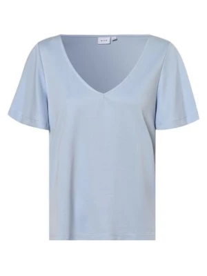 Vila T-shirt damski Kobiety Sztuczne włókno niebieski jednolity,