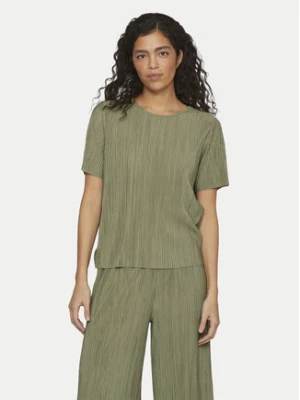 Vila T-Shirt Plisa 14089481 Zielony Regular Fit