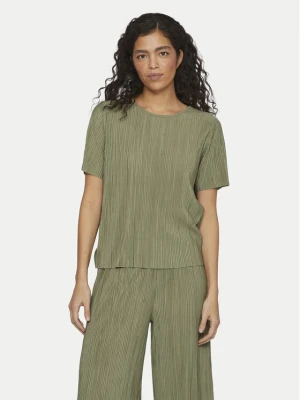 Vila T-Shirt Plisa 14089481 Zielony Regular Fit