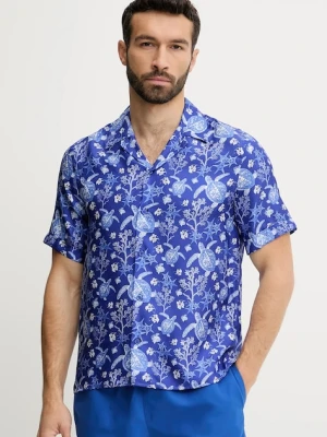 Vilebrequin koszula jedwabna CHARLI męska kolor niebieski regular HARCW227