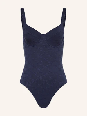Vilebrequin Strój Kąpielowy Z Fiszbinami Turtle Monogram Jacquard Leonita blau GRANATOWY