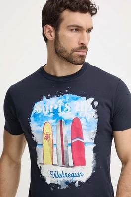 Vilebrequin t-shirt bawełniany PORTISOL męski kolor granatowy z nadrukiem PTSAP385