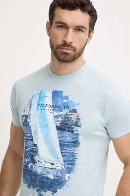 Vilebrequin t-shirt bawełniany PORTISOL męski kolor niebieski z nadrukiem PTSAP382