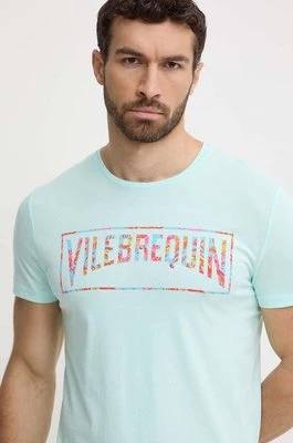 Vilebrequin t-shirt bawełniany THOM męski kolor turkusowy z nadrukiem THOAP349