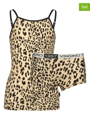 Vingino 2-częściowy zestaw bielizny "Animal Flower Singlet" w kolorze jasnobrązowym rozmiar: 158/164