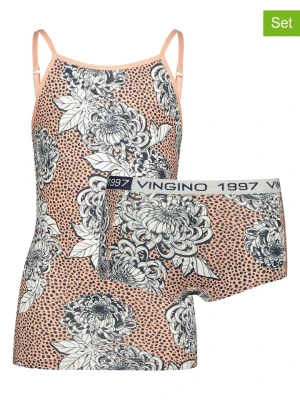 Vingino 2-częściowy zestaw bielizny "Flower Singlet" w kolorze szaroróżowym rozmiar: 158/164