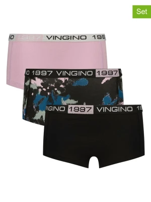 Vingino Majtki (3 pary) w kolorze jasnoróżowo-czarnym rozmiar: 146/152