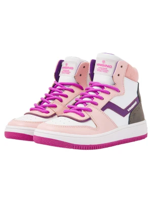 Vingino Skórzane sneakersy "Senne" w kolorze jasnoróżowo-biało-oliwkowym rozmiar: 34