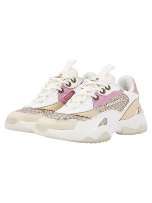 Vingino Skórzane sneakersy "Vincia" w kolorze biało-beżowo-jasnoróżowym rozmiar: 37