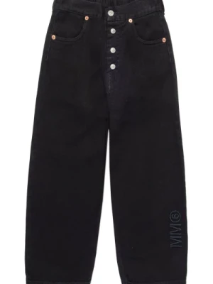Vintage czarne jeansy z szerokimi nogawkami i logo MM6 Maison Margiela