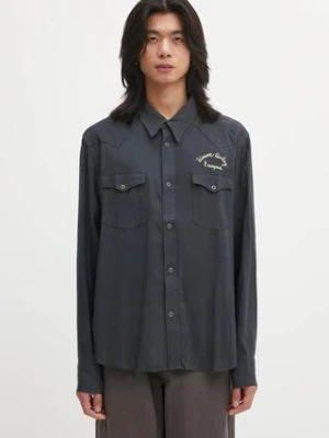 Visvim koszula FOUR CORNERS L.S męska kolor szary regular z kołnierzykiem klasycznym 125205011007