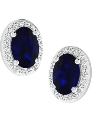 Vittoria Jewels Złote kolczyki-wkrętki z diamentami i szafirami rozmiar: onesize