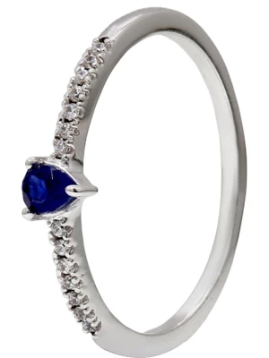 Vittoria Jewels Złoty pierścionek z diamentami i szafirem rozmiar: 57