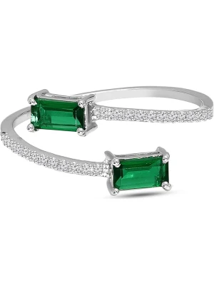 Vittoria Jewels Złoty pierścionek z diamentami i szmaragdami rozmiar: 49