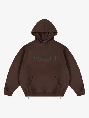 Volcanic Washed bluza z kapturem boxy męska brązowa PROSTO.