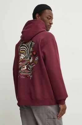 Volcom bluza męska kolor czerwony z kapturem z nadrukiem A4132415