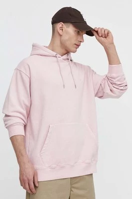 Volcom bluza męska kolor różowy z kapturem gładka