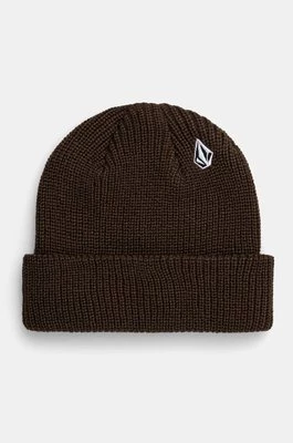 Volcom czapka kolor zielony z cienkiej dzianiny