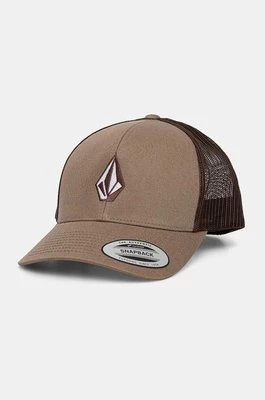 Volcom czapka z daszkiem kolor brązowy z aplikacją D5532411