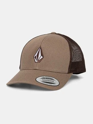 Volcom czapka z daszkiem kolor brązowy z aplikacją D5532411