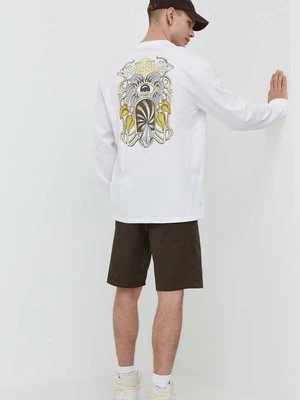 Volcom longsleeve bawełniany kolor biały wzorzysty